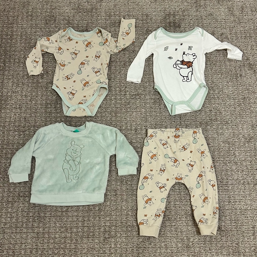 Toddler Four Piece Set with Winnie the Pooh Print